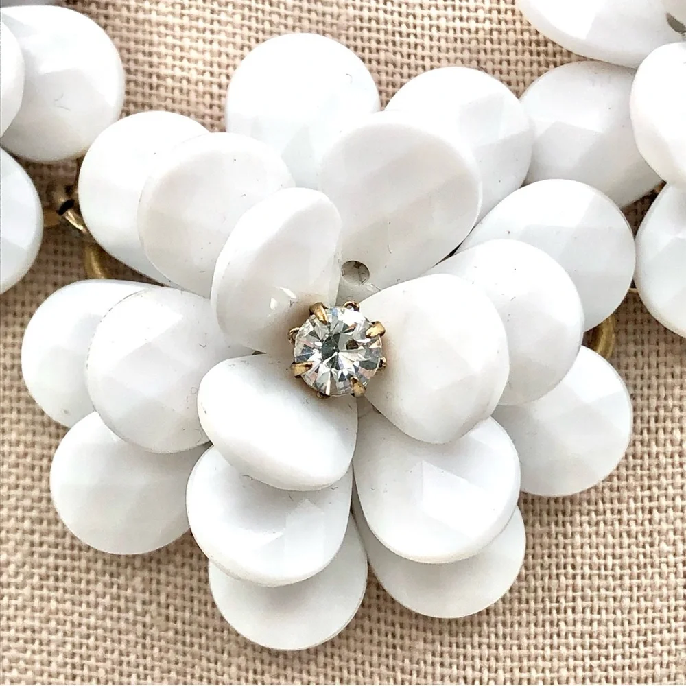 J. Crew White Flower And Crystal Necklace